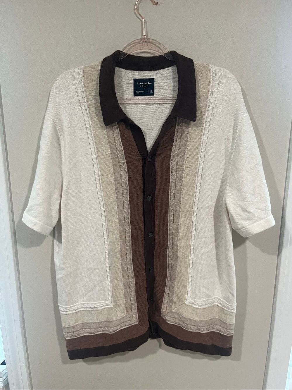 Mens Abercrombie & Fitch Neutral Knit Casual Button Up XL